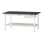 ####u.ヤマキン/山金工業 【SLK-1575UTT-BKW】ワークテーブル LABシリーズ(固定式 キャビネット付) H740mm 全面棚板付 ケミテクト天板(ブラック) 組立式
