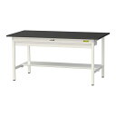 ####u.ヤマキン/山金工業 【SLK-1575WT-BKW】ワークテーブル LABシリーズ(固定式 ワイド引出し付) H740mm 半面棚板付 ケミテクト天板(ブラック) 組立式(3)