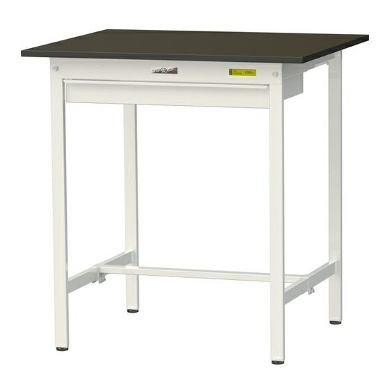 ####u.ヤマキン/山金工業 【SLMH-975W-BRW】ワークテーブル LABシリーズ(固定式 ワイド引出し付) H950mm 基本形 指紋レスメラミン天板(ブラウン) 組立式