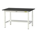 ####u.ヤマキン/山金工業 【SLKA-1275T-BKW】ワークテーブル LABシリーズ(高さ調整タイプ) H600〜H900mm 半面棚板付 ケミテクト天板(ブラック) 組立式(3)
