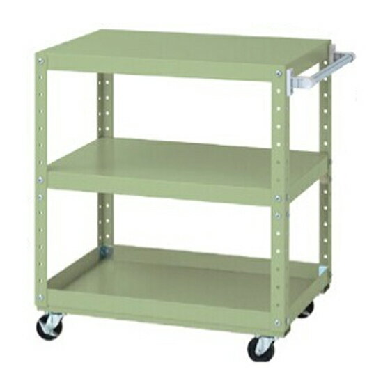 ●u.ヤマキン/山金工業 【W7CS-N-G】スペシャルワゴン 移動式(H900) W750×D500 グリーン キャスター75φゴム車 組立式