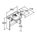 ###INAX/LIXIL 洗面化粧台【VHO-908J1T(P)-ND】ドゥケア・カウンター 自動水栓 一般地 壁排水 洗面器高さ700 間口900 注2週〔GE〕(4)