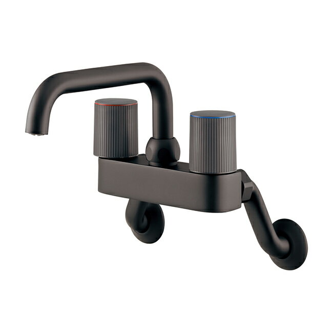 カクダイ 【124-003-D】2ハンドル混合栓 マットブラック〔GB〕