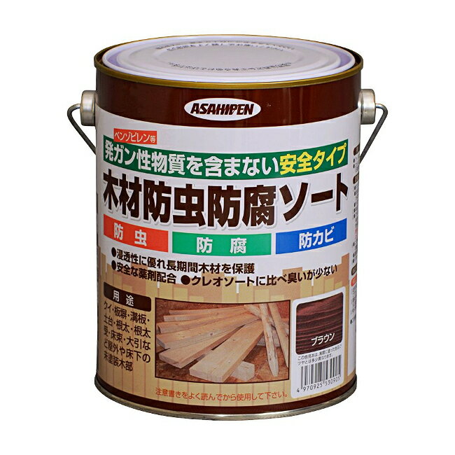 ∀アサヒペン 【530905】木材防虫防腐ソート 1L ブラウン (4970925530905)