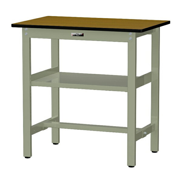 ●u.ヤマキン/山金工業 【SJMH-960S2-MG】ワークテーブル 500シリーズ 固定式 中間棚付 H900mm メラミン..