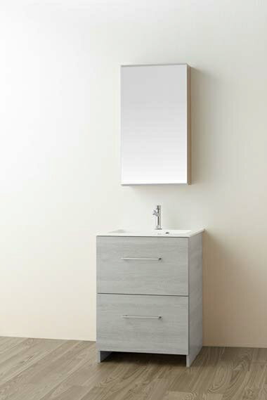 ###三栄水栓/SANEI【WF019S2-600-PG-T4】(木目グレー) 洗面化粧台 (鏡付)〔FA〕