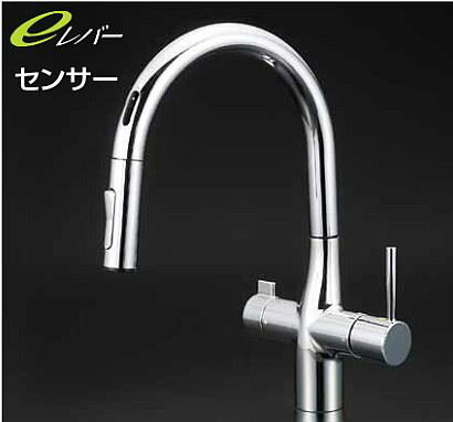 KVK 水栓金具【KM6091SCEC】浄水器専用シングルレバー式シャワー付混合栓(センサー付) 水栓 浄水器(38450)セット eレバー〔HB〕