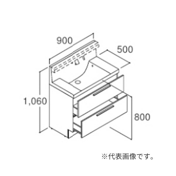 ###INAX/LIXIL 洗面化粧台 クレヴィ化粧台本体 ミドルグレード フルスライドタイプ 一般地 タッチレス水栓 間口900mm 受注生産〔HH〕