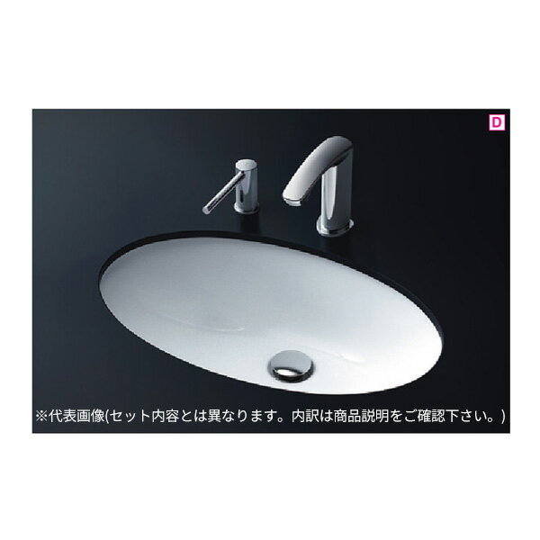 ###TOTO セット品番【L532+TLE25SS2A】カウンター式洗面器 アンダーカウンター式 台付自動水栓(サーモ・AC100V) アクアオート 壁排水金具(Pトラップ)