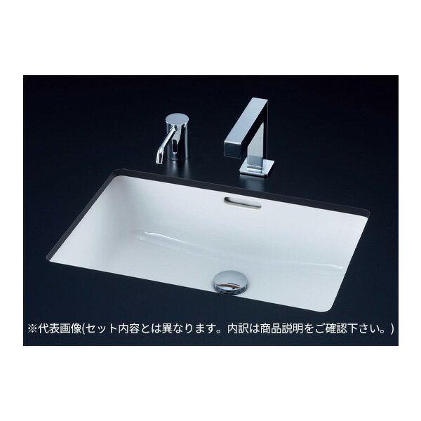 ###TOTO セット品番【L505+TLE25SS1A】カウンター式洗面器 アンダーカウンター式 台付自動水栓 アクアオート 自動水石けん供給栓 壁排水金具(Pトラップ) 1