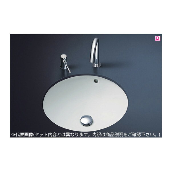 ###TOTO セット品番【L530+TLE28SS1A】カウンター式洗面器 アンダーカウンター式 台付自動水栓(単水栓・AC100V) アクアオート 壁排水金具(Pトラップ)