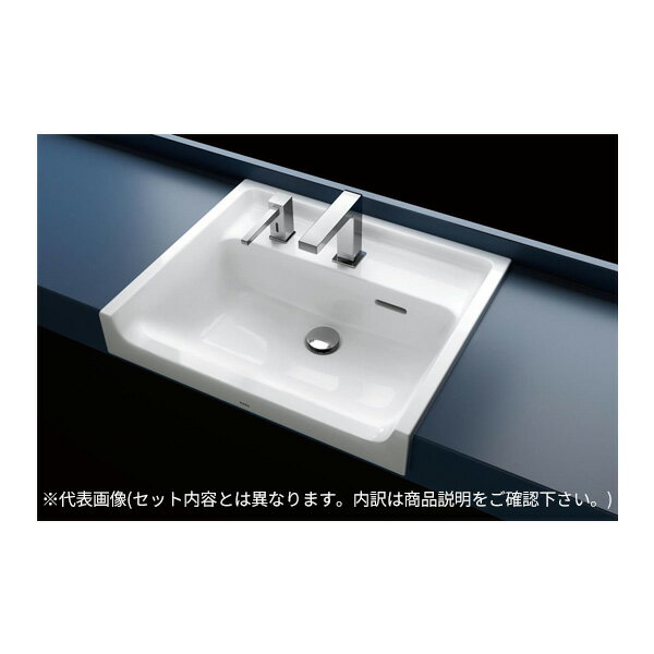 ###TOTO セット品番【LS351C+TLG10301J】カウンター式洗面器 セルフリミング式 台付シングル混合水栓(エコシングル) 壁排水金具(Pトラップ)