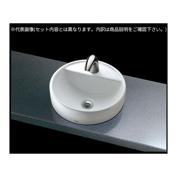 ###TOTO セット品番【L652D+TLE35SS1A】カウンター式手洗器 ベッセル式 台付自動水栓(単水栓) アクアオート 壁排水金具(Pトラップ)