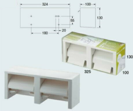 カクダイ【203-015】ツインペーパーホルダー//ワンタッチ〔GB〕