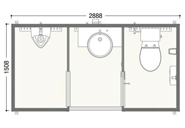 ###u.ハマネツ【TU-COPF3SMW】屋外トイレ COMS plus コムズトイレプラス 3室タイプ 簡易水洗タイプ 小便器+手洗+洋式便器 受注約1ヵ月