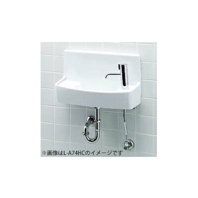 ###INAX/LIXIL 【YL-A74HB/BW1】ピュアホワイト 壁付手洗器(ハンドル水栓) アクアセラミック 床給水 床排水 受注約1週〔HC〕