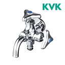 《在庫あり》◆15時迄出荷OK！KVK 水栓金具【K124SPJ】屋外ホース接続ニップル付二口横水栓 逆止弁付 エコこま水栓