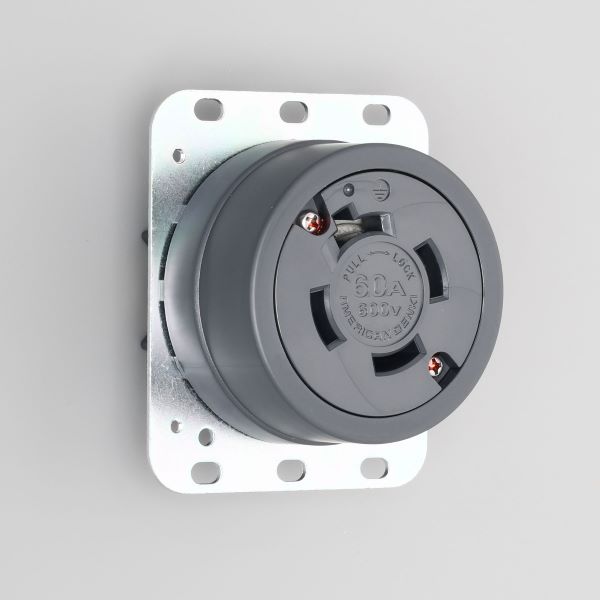 Яアメリカン電機 【4660】黒色 埋込コンセント 引掛形 60A 接地形3P 600V