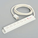 Яアメリカン電機 【KC1225】白色 マルチユースOAタップ コンビ6ヶ口 (平刃形・4ヶ/引掛形・2ヶ) コード3m 平刃形プラグ 125V