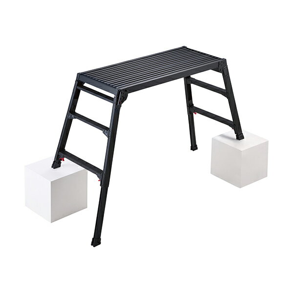 ●∂長谷川工業 【DRSWB-1000】足場台 DRSWB 脚部伸縮足場台(BLACK LABEL) 脚部伸縮式 天板高さ0.65～0.96m 天板寸法100×42cm 質量7.9kg