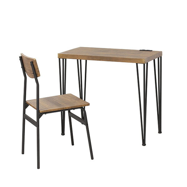 ●⊥クロシオ 【62212】(4954877622123) ヴィンテージブラウン アート デスク 2点セット (コンセント付) ..