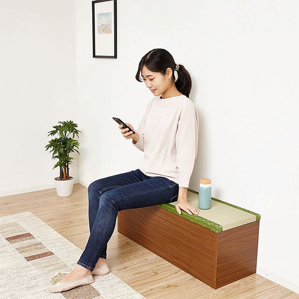 ###⊥クロシオ 【32385】(4954877323853) 収納たたみベンチ 90 組立品 3