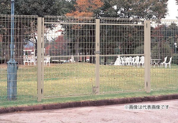 ●u.四国化成建材【EMM1F-1008WBR】ブラウン スチールメッシュ門扉 EMM1F型 打掛錠仕様 両開き (995×2)×800mm 南京錠付