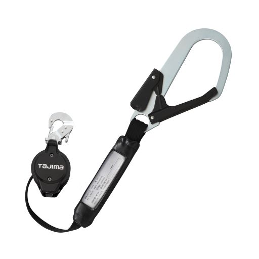 ∀タジマ/TAJIMA 【B1VR150L-CL1】胴ベルト用ランヤード VR150 L1 巻取式 ロックあり フリー スチールフック (4975364266903)