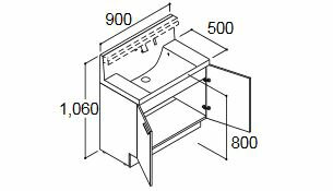 ###INAX/LIXIL 洗面化粧台 エルシィ【LCY1N-905SFY-A】化粧台本体 扉タイプ 一般地仕様 即湯シングルレバーシャワー水栓 スタンダード 間口900mm 受注生産