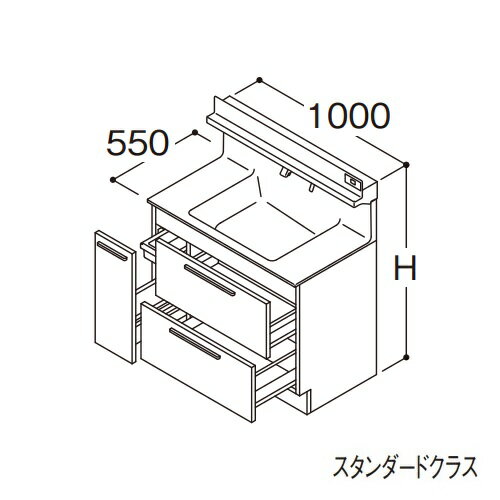 ###TOTO 【LDSFB100BDRDS1A】洗面化粧台 スタンダード オクターブ 3Wayキャビネット 右側回避 カウンター高さ800mm 間口1000mm 寒冷地 ..