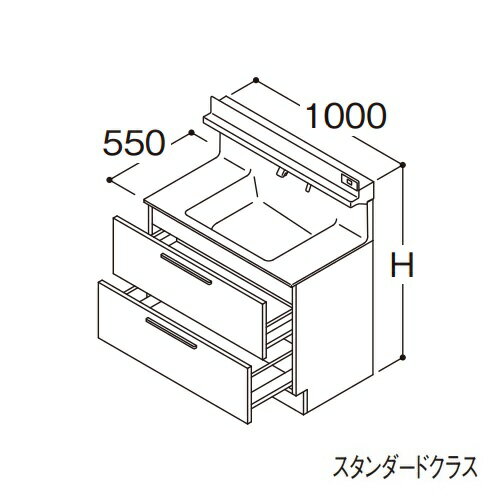 ###TOTO 【LDSFB100BCLDN1A】洗面化粧台 スタンダード オクターブ 2段引き出し 左側回避 カウンター高さ800mm 間口1000mm 一般地 受注生産〔GA〕