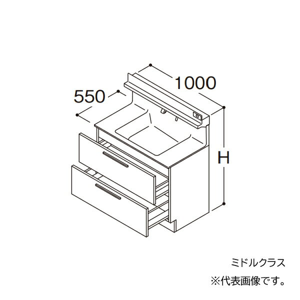 ###TOTO 【LDSFB100BCRBN2】洗面化粧台 ミドルクラス オクターブ 2段引き出し 右側回避 カウンター高さ800 間口1000 一般地 受注生産〔GA〕