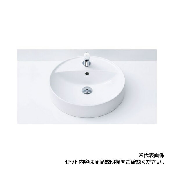 ###INAX/LIXIL 【L-2848FC/BW1+AM-330TCV1】ピュアホワイト 円形洗面器 ベッセル式 自動水栓 AC100V仕様 壁給水・床排水(Sトラップ) 1
