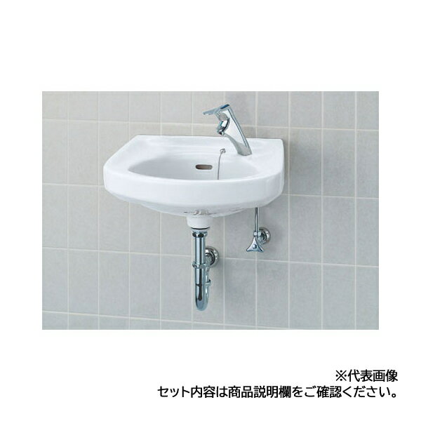 ###INAX/LIXIL 【L-132G/BW1+AM-311CV1】ピュアホワイト そで付小形洗面器 壁付式 自動水栓(グースネックタイプ) AC100V 壁給水・壁排水(Pトラップ)