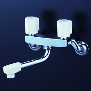 KVK 水栓金具【KM2G3NR2】2ハンドル混合栓 240mmパイプ付 一般地用〔HB〕