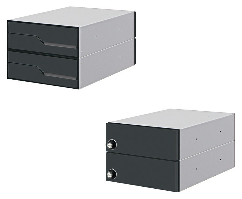 ●u.田島メタルワーク【MX-91-28FBU-2-B(ラッチロック錠)】ブラック 集合タイプ郵便受 省スペースタイプ 屋内・前入後出 2段 受注生産(4)