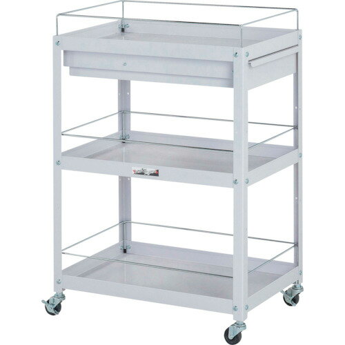 ●u.ヤマキン/山金工業【WCFC-3-P】コンビニワゴン ゴムキャスター コボレ止め付 キャビネット付 3段 W6..