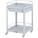 ####u.ヤマキン/山金工業【WCLFCN-2-P】コンビニワゴン ナイロンキャスター コボレ止め付 キャビネット付 2段 W400mm×D400mm 組立式
