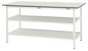 ####u.ヤマキン/山金工業【SUPH-1260TTF-WW】ワークテーブル 150シリーズ 固定式 中間棚 H950mm 全面棚板付 組立式