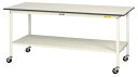 ####u.ヤマキン/山金工業【SUPC-1575TT-WW】ワークテーブル 150シリーズ 移動式 H825mm 全面棚板付 組立式(3)