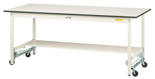 ####u.ヤマキン/山金工業【SUPU-1275T-WW】ワークテーブル 150シリーズ ワンタッチ移動タイプ H740mm 半面棚板付 組立式
