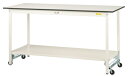 ####u.ヤマキン/山金工業【SUPUH-660TT-WW】ワークテーブル 150シリーズ ワンタッチ移動タイプ H950mm 全面棚板付 組立式(3)