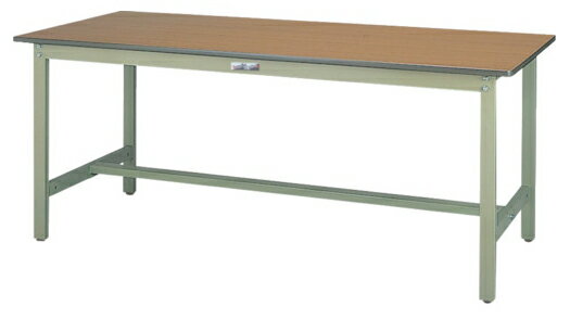 ####u.ヤマキン/山金工業【SWP-1275-MG】ワークテーブル 300シリーズ 固定式 H740mm ポリエステル天板(木目柄) グリーン 組立式