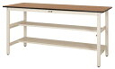 ####u.ヤマキン/山金工業【SWPH-660TS1-MI】ワークテーブル 300シリーズ 固定式 中間棚 H900mm ポリエステル天板(木目柄) アイボリー 組立式(3)
