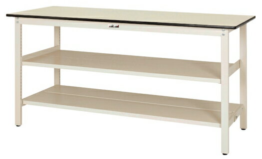 ####u.ヤマキン/山金工業【SWPH-960TTS2-II】ワークテーブル 300シリーズ 固定式 中間棚 H900mm ポリエステル天板 アイボリー 組立式