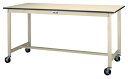 ####u.ヤマキン/山金工業【SWRHC-1590-II】ワークテーブル 300シリーズ 移動式 H900mm 塩ビシート天板 アイボリー 組立式(3)