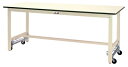 ####u.ヤマキン/山金工業【SWPU-660-II】ワークテーブル 300シリーズ ワンタッチ移動タイプ H740mm ポリエステル天板 アイボリー 組立式(3)