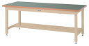 ####u.ヤマキン/山金工業【SSR-1890T-GI】ワークテーブル スーパータイプ 固定式 H740mm 塩ビシート天板(グリーン) アイボリー 組立式