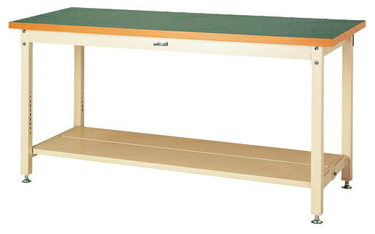 ●u.ヤマキン/山金工業【SSRH-1875TT-GI】ワークテーブル スーパータイプ 固定式 H900mm 塩ビシート天板(グリーン) アイボリー 組立式
