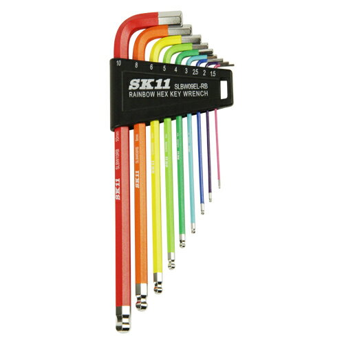 ∀藤原産業 【SLBW09EL-RB】SK11 レインボー六角棒レンチセット (4977292209366)